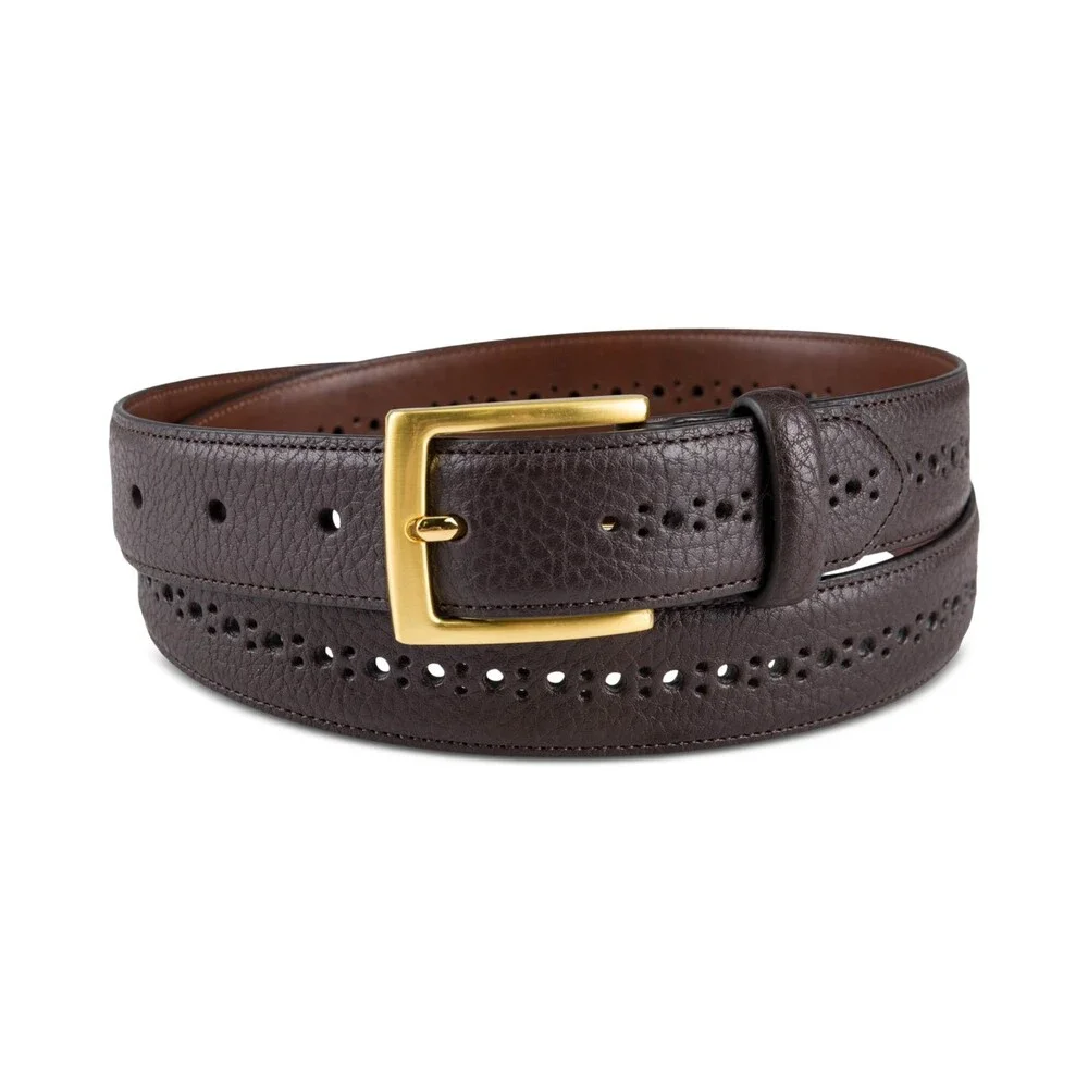 Club Room Faux Leather Brogue Casual Belt Men's M 34-36 Brown Adjutsable